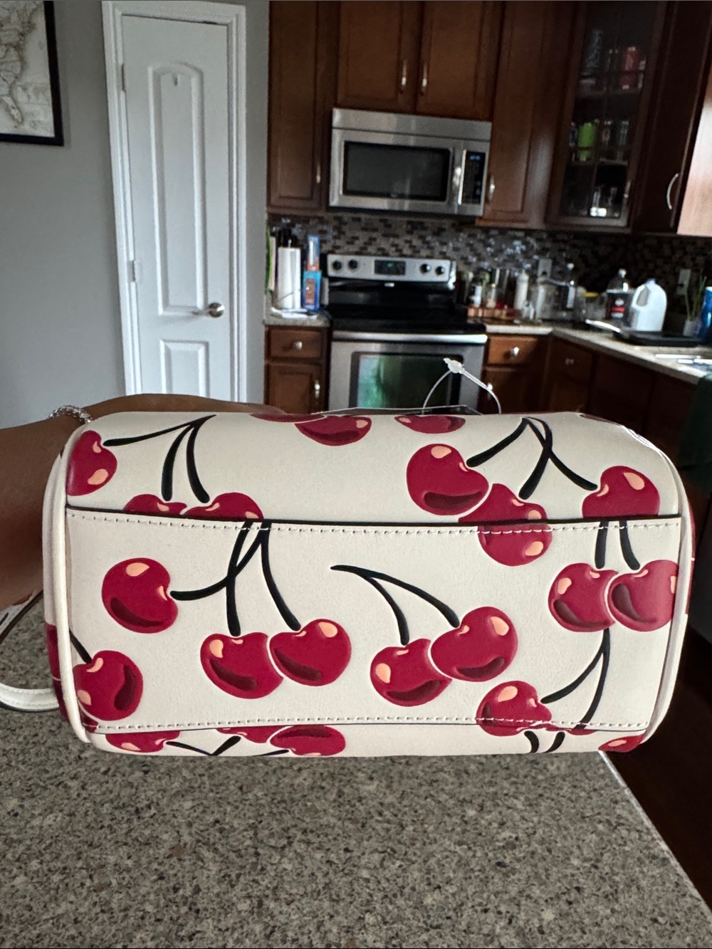 🍒Super Cute🍒 Authentic Coach CY745 Cream Mini Satchel with Red Cherry Print 🍒 - Picture 13 of 15